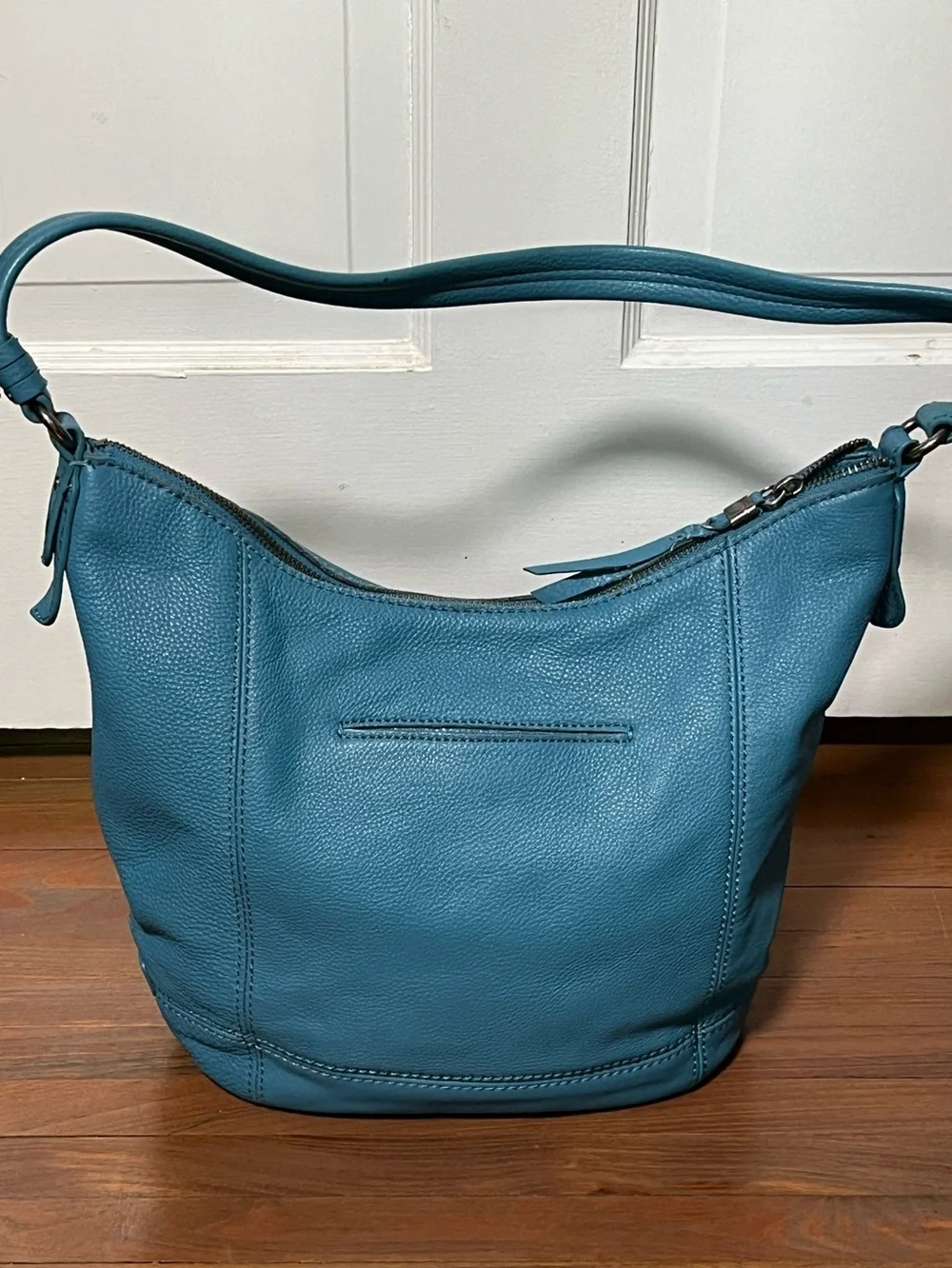 the sak teal blue Pebbled Leather roomy lightweight hobo shoulder bag